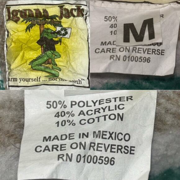 Iguana Jack Mexican Jerga Baja Hoodie sweatshirt Medium Unisex Green,Tan,white - Picture 16 of 16